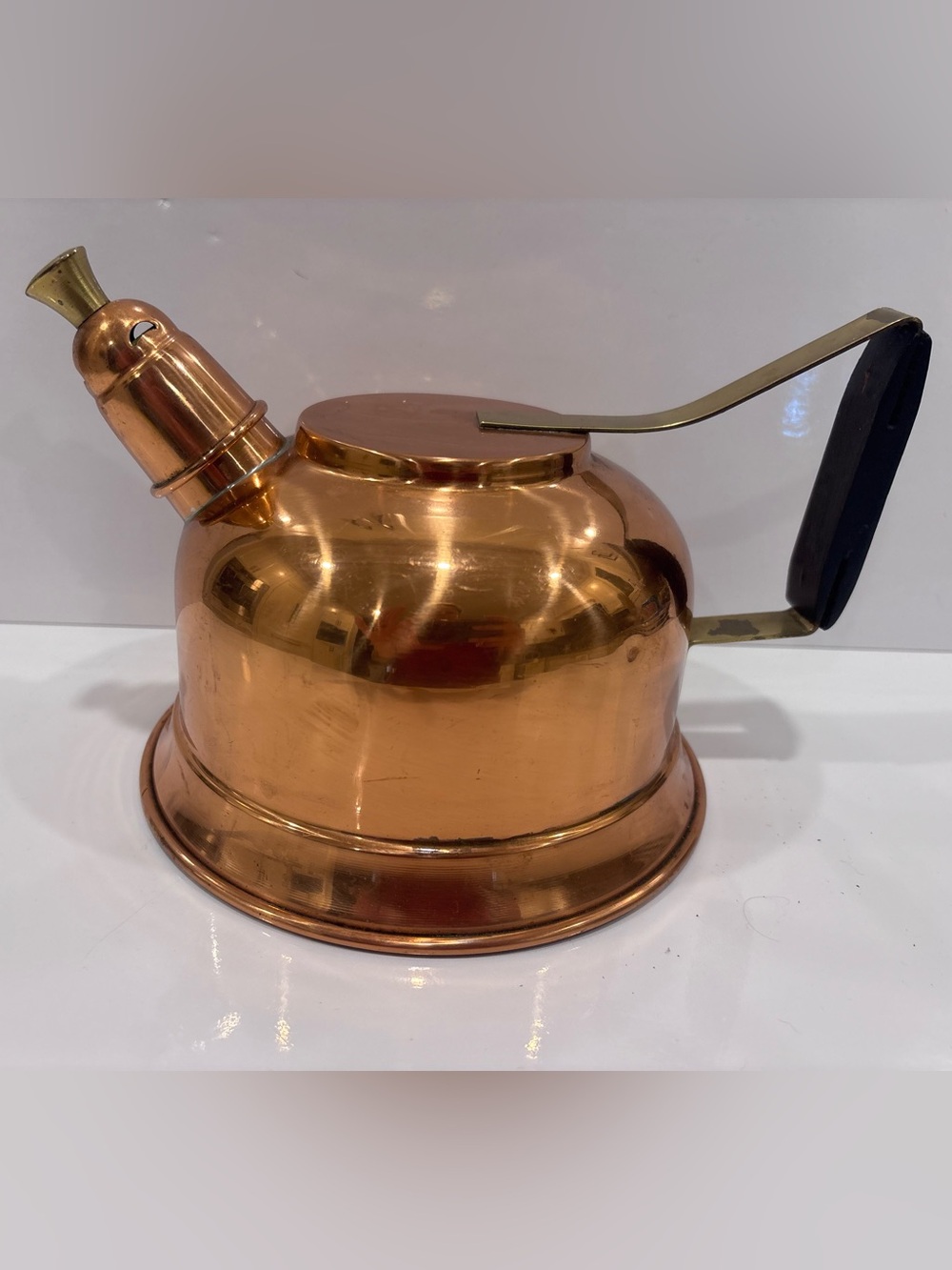 Vintage Copper Whistling Tea Kettle Made in Portugal Copper Stove Top Teapot